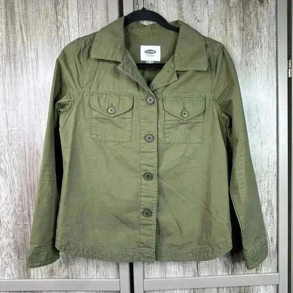 Old Navy Utility Shirt XS Embroidered Olive Green - Picture 2 of 8